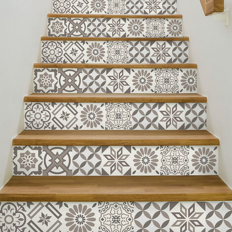 Stickers adhésifs escalier carrelages contremarche - CYNDIA - 2 bandes de 16.5x115.5cm