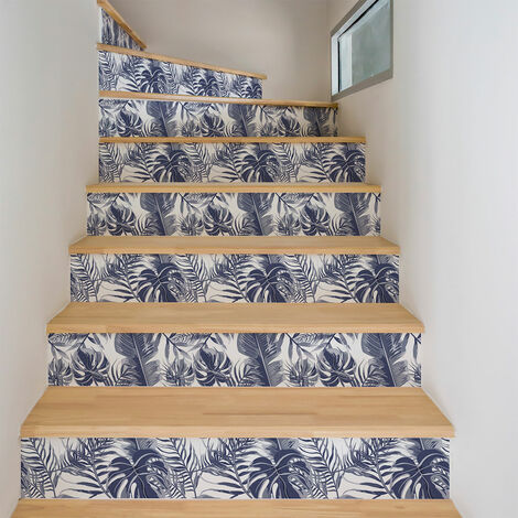 Stickers adhésifs escalier carrelages contremarche - TROPICAL PUERTO VARAS - 2 bandes de 19x133cm (1/3)