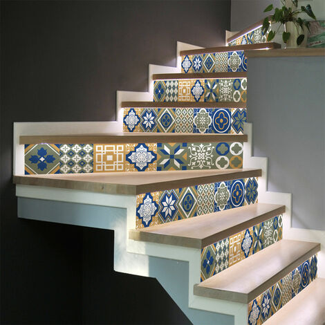 Stickers adhésifs escalier carrelages contremarche - JEROMENO - 2 bandes de 15x105cm (1/3)