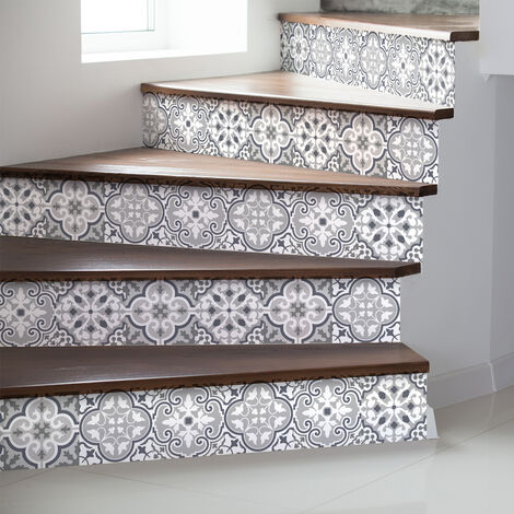 Stickers adhésifs escalier carrelages contremarche - ORLANDONO - 2 bandes de 19x133cm (1/5)