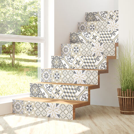 Stickers adhésifs escalier carrelages contremarche - MARIALLA - 2 bandes de 12.5x90cm (1/5)