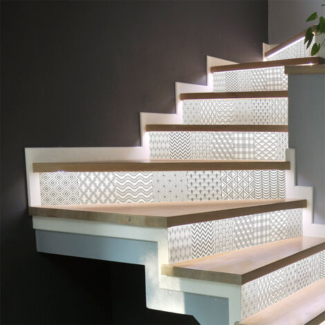 Stickers adhésifs escalier carrelages contremarche - THORVALD - 2 bandes de 16x112cm