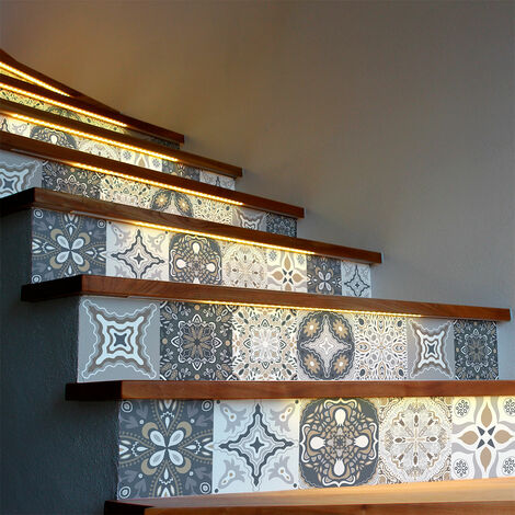 Stickers adhésifs escalier carrelages contremarche - FERNANDO - 2 bandes de 19x133cm (1/5)