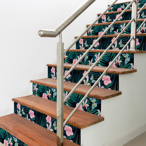 Stickers adhésifs escalier carrelages contremarche - TROPICAL ACHOCALLA - 2 bandes de 19x133cm (1/3)