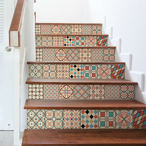 Stickers adhésifs escalier carrelages contremarche - ROMIRLO - 2 bandes de 13.5x94.5cm (1/3)