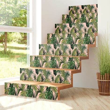 Stickers adhésifs escalier carrelages contremarche - TROPICAL CURITIBA - 2 bandes de 19x133cm (1/3)