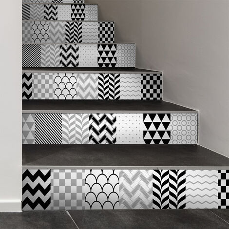 Stickers adhésifs escalier carrelages contremarche - VALDEMAR - 2 bandes de 12.5x87.5cm (1/3)