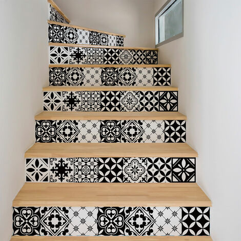 Stickers adhésifs escalier carrelages contremarche - NICOLINO - 2 bandes de 18x126cm