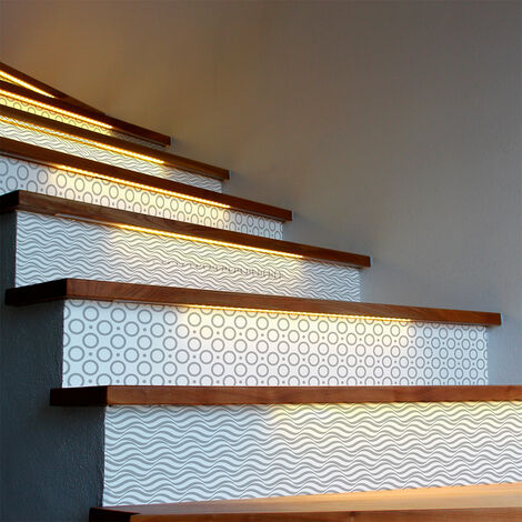 Stickers adhésifs escalier carrelages contremarche - BIRGIT - 2 bandes de 19x133cm (1/3)
