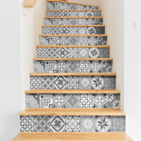Stickers adhésifs escalier carrelages contremarche - MICALINA - 2 bandes de 12.5x90cm (1/3)
