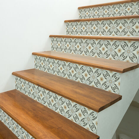 Stickers adhésifs escalier carrelages contremarche - AMORIE - 2 bandes de 13.5x94.5cm