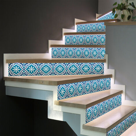 Stickers adhésifs escalier carrelages contremarche - SIMONA - 2 bandes de 14x98cm (1/3)