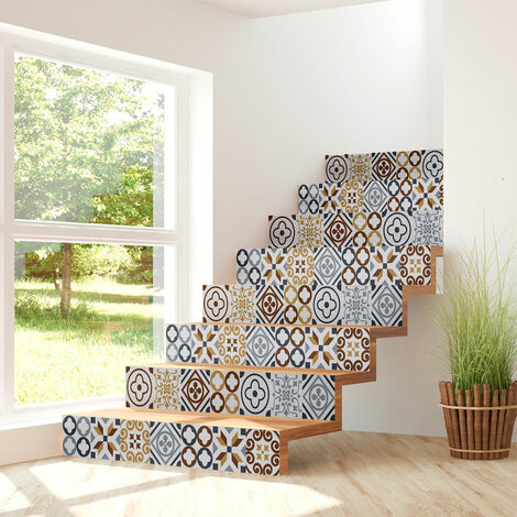 Stickers adhésifs escalier carrelages contremarche - IVANIA - 2 bandes de 19x133cm (1/3)