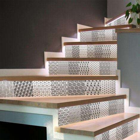 Stickers adhésifs escalier carrelages contremarche - ATTILA - 2 bandes de 19x133cm (1/3)