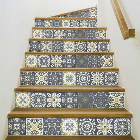 Stickers adhésifs escalier carrelages contremarche - OTELLO - 2 bandes de 12.5x90cm (1/3)