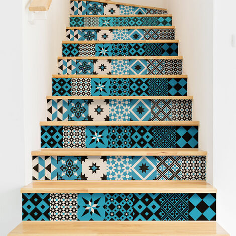 Stickers adhésifs escalier carrelages contremarche - DORINA - 2 bandes de 12.5x90cm (1/3)