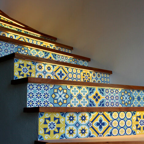 Stickers adhésifs escalier carrelages contremarche - SYLVIANA - 2 bandes de 19x133cm (1/3)