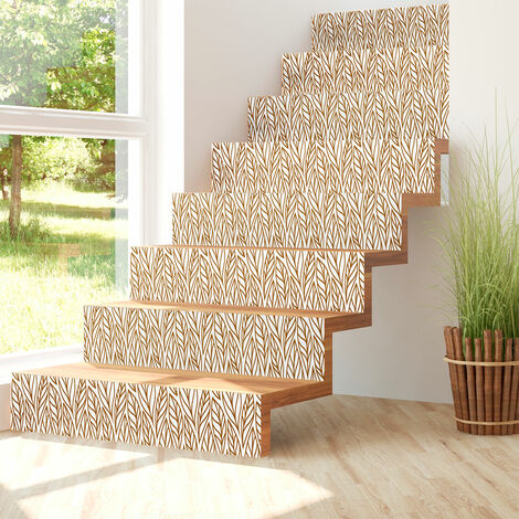 Stickers adhésifs escalier carrelages contremarche - TROPICAL MARACAY - 2 bandes de 12.5x90cm (1/3)