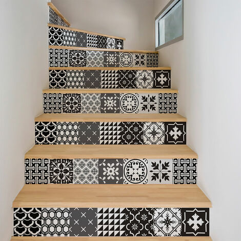 Stickers adhésifs escalier carrelages contremarche - CYNIDA - 2 bandes de 14x98cm (1/3)