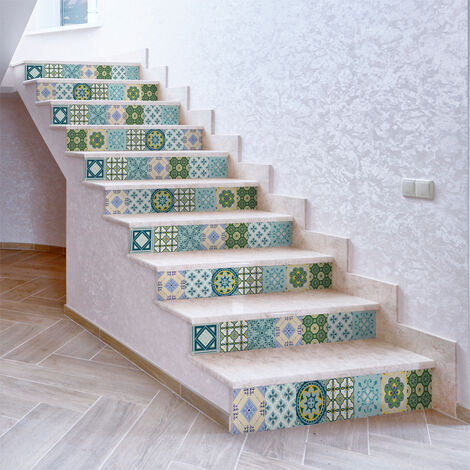 Stickers adhésifs escalier carrelages contremarche - AZUREEN - 2 bandes de 12.5x87.5cm (1/3)