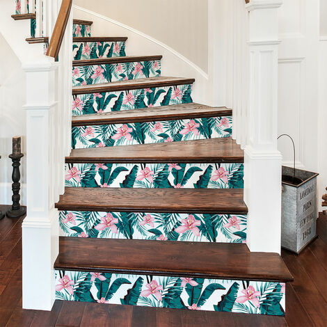 Stickers adhésifs escalier carrelages contremarche - TROPICAL SAN FRACISCO - 2 bandes de 14x98cm (1/3)