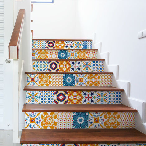 Stickers adhésifs escalier carrelages contremarche - SABRINA - 2 bandes de 14x98cm (1/3)