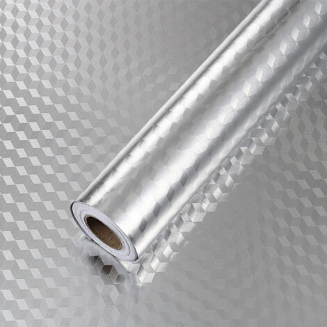 Rouleau adhésif aluminium au mètre - revêtement mural meuble de protection auto-adhésif étanche - 60cmx20m