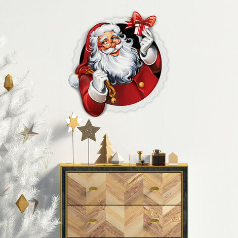 Sticker Noël père noël design - Autocollants stickers adhésifs noël - décoration fêtes - 20x20cm (1/5)