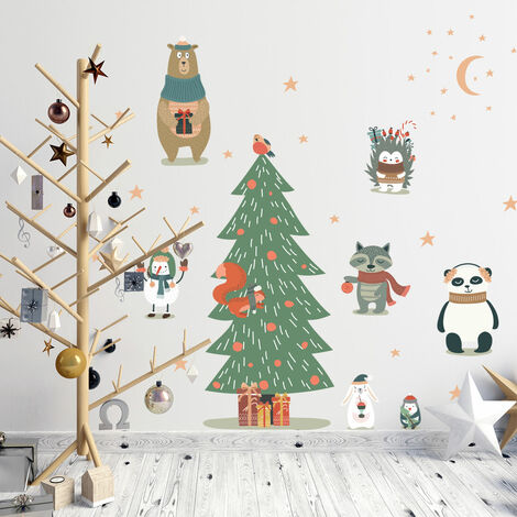 Stickers Noël animaux enchantés - Autocollants stickers adhésifs noël - décoration fêtes - 60x40cm (1/5)