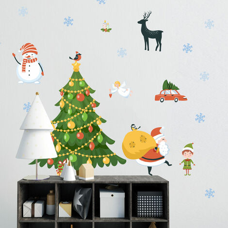 Stickers Noël scandinave de Laponie - Autocollants stickers adhésifs noël - décoration fêtes - 60x40cm (1/5)