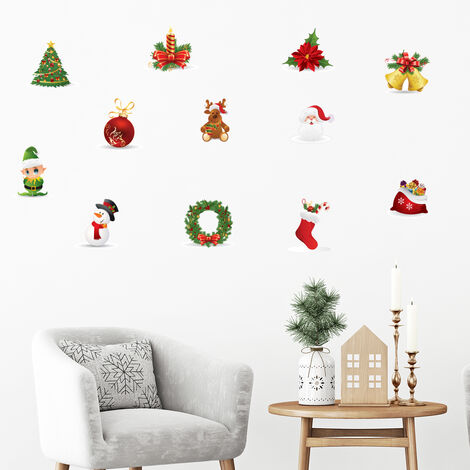 Sticker Noël décorations de Noël - Autocollants stickers adhésifs noël - décoration fêtes - 110x130cm (1/4)