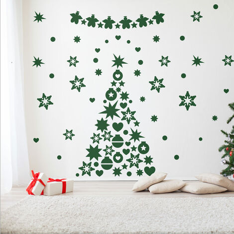 Sticker Décoration de noël, sapin - 105x45cm - vert - Autocollants adhésifs noël - décoration fêtes (1/3)