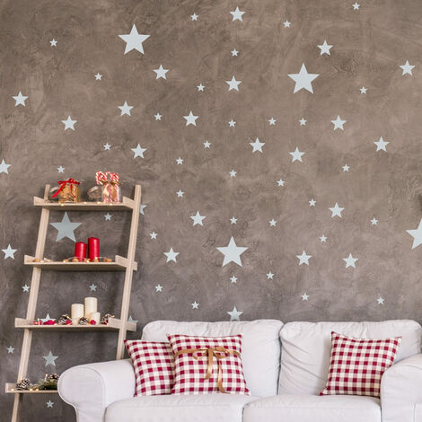 Stickers Lot des 130 étoiles - 55x100cm - argentées - Autocollants adhésifs noël - décoration fêtes (1/3)