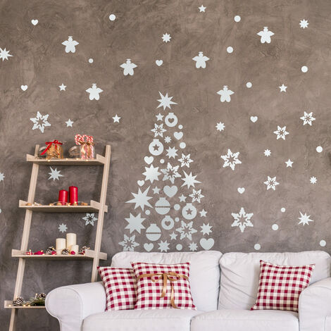 Sticker Décoration de noël, sapin - 105x45cm - argent - Autocollants adhésifs noël - décoration fêtes (1/3)