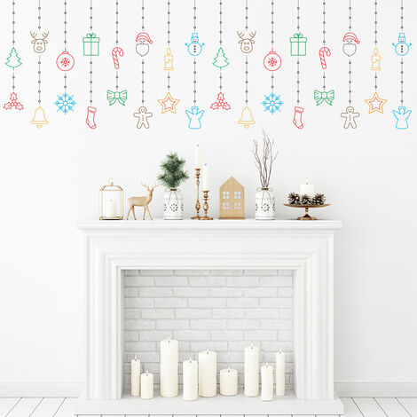 Sticker Noël guirlande - Autocollants stickers adhésifs noël - décoration fêtes - 20x60cm (1/5)
