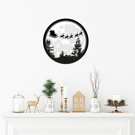 Sticker Noël au claire de la lune - Autocollants stickers adhésifs noël - décoration fêtes - 90x90cm (1/4)