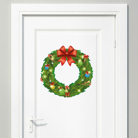 Sticker Noël la couronne - Autocollants stickers adhésifs noël - décoration fêtes - 90x90cm (1/5)