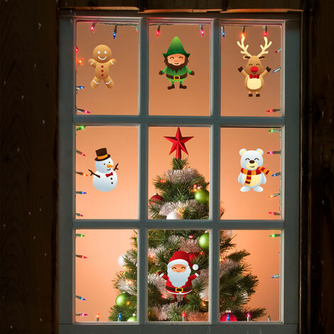 Sticker Noël les petits bonhommes de Noël - Autocollants stickers adhésifs noël - décoration fêtes - 80x90cm (1/4)