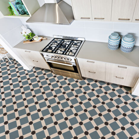 Sticker sol anti-dérapant mosaïque vintage 60x100cm – Surface 0,6m² – Pose facile sur carrelage, linot, parquet – Repositionnable