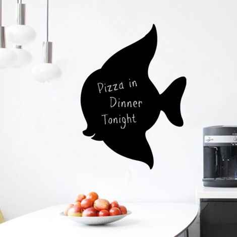 Sticker ardoise tableau noir - stickers muraux adhésif effaçable - SILHOUETTE POISSON - 55x40cm (1/4)