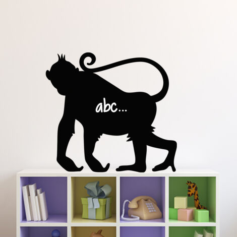 Sticker ardoise tableau noir - stickers muraux adhésif effaçable - SILHOUETTE SINGE - 20x20cm (1/3)