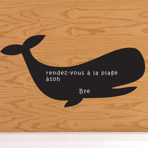 Sticker ardoise tableau noir - stickers muraux adhésif effaçable - BALEINE - 20x40cm (1/3)