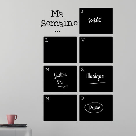 Sticker ardoise tableau noir - stickers muraux adhésif effaçable - MA SEMAINE À VENIR - 55x35cm (1/4)