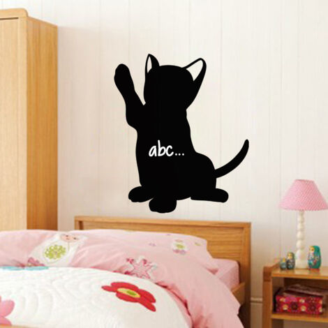 Sticker ardoise tableau noir - stickers muraux adhésif effaçable - SILHOUETTE CHATON - 35x30cm (1/3)