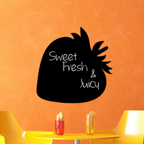 Sticker ardoise tableau noir - stickers muraux adhésif effaçable - DESIGN FRAISE - 40x40cm (1/4)