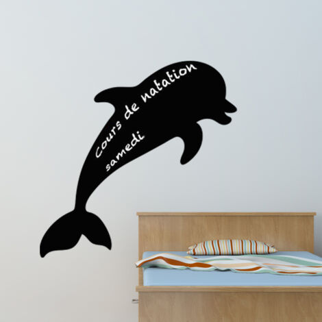 Sticker ardoise tableau noir - stickers muraux adhésif effaçable - SILHOUETTE DAUPHIN - 30x30cm (1/3)