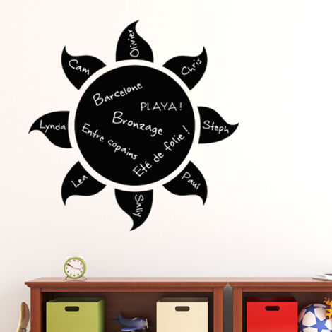 Sticker ardoise tableau noir - stickers muraux adhésif effaçable - DESIGN SOLEIL - 30x30cm (1/3)