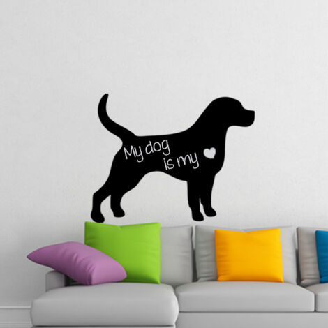 Sticker ardoise tableau noir - stickers muraux adhésif effaçable - SILHOUETTE CHIEN - 40x50cm (1/4)