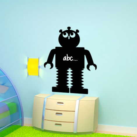 Sticker ardoise tableau noir - stickers muraux adhésif effaçable - SILHOUETTE ROBOT I - 20x15cm (1/3)
