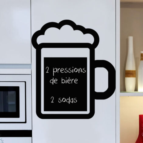 Sticker ardoise tableau noir - stickers muraux adhésif effaçable - MOUSSE DE BIÈRE - 15x15cm (1/3)